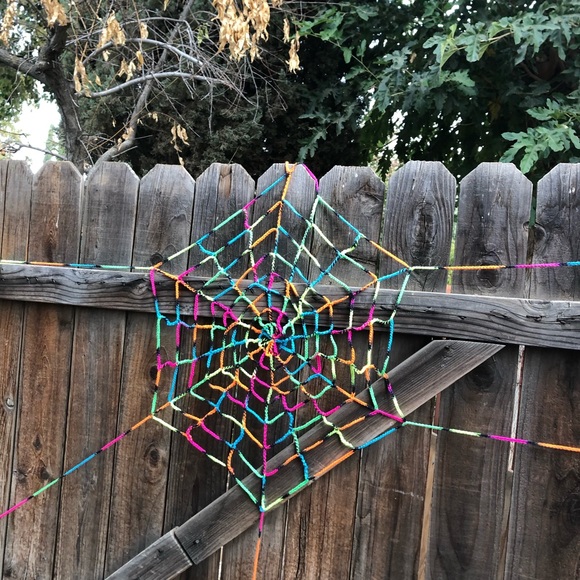 🎉HP🎉Handmade Crochet Rainbow Giant Spiderweb - Picture 3 of 9
